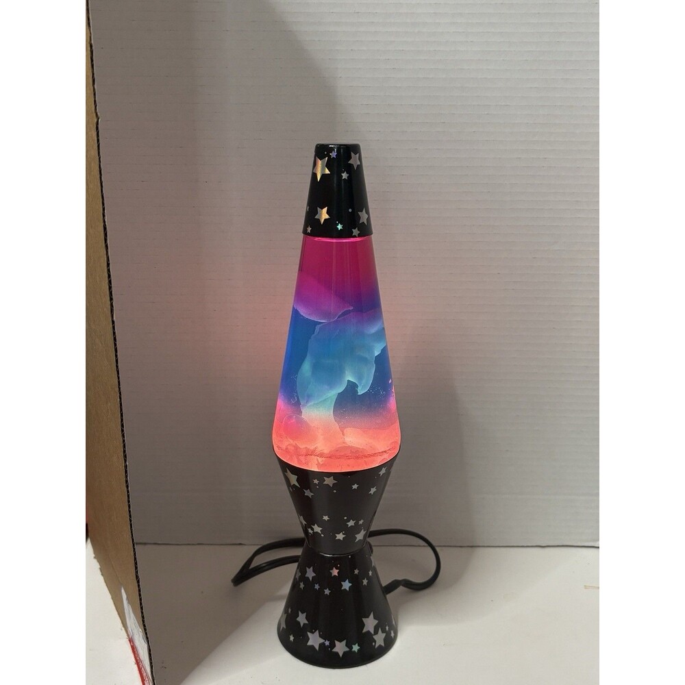 Original Lava Lamp Dark Sky Stars Pink Blue Purple Psychedelic Vintage 14”